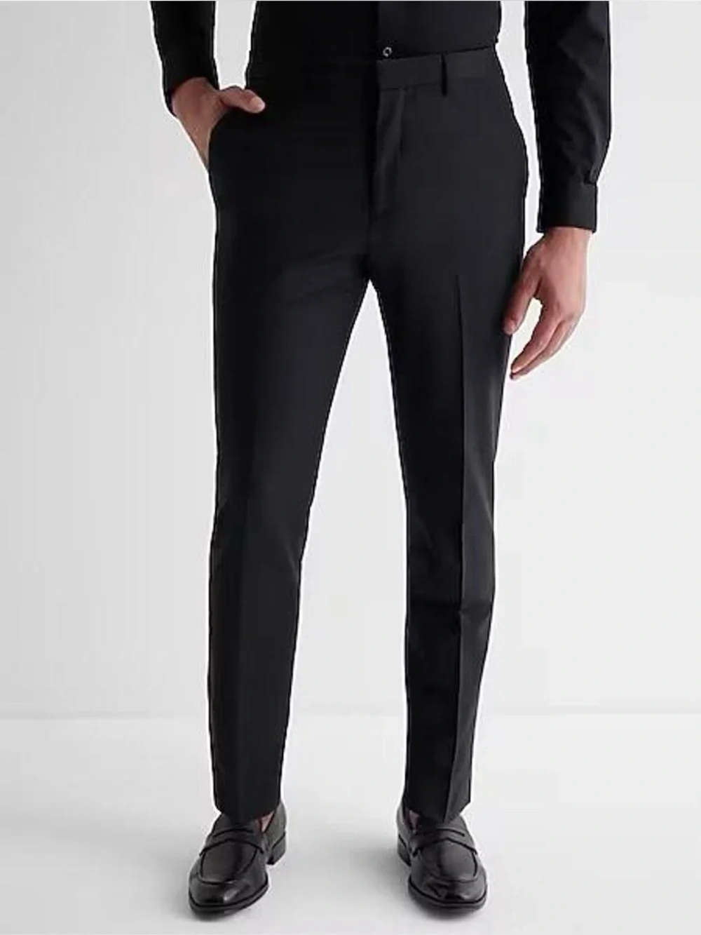Express Men’s W32 L31 Extra Slim Black Wool-Blend Washable Modern Tech Suit Pant